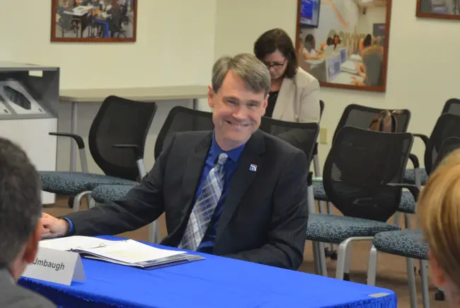Jeff Umbaugh this morning just before his interview with the School Board. (c FlaglerLive)