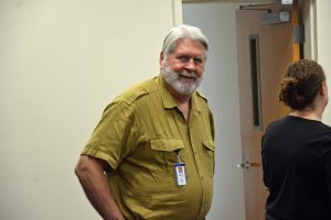 County Manager Jerry Cameron at a news conference this morning at the EOC. (© FlaglerLive)