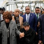 Jesse Jackson remained a fixture throughout his life at civil rights marches and Democratic Party events. Here, in 2025, he crossed the Pettus Bridge in Selma with other Black leaders, including U.S. Reps. Hakeem Jeffries and Maxine Waters. AP Photo/Mike Stewart