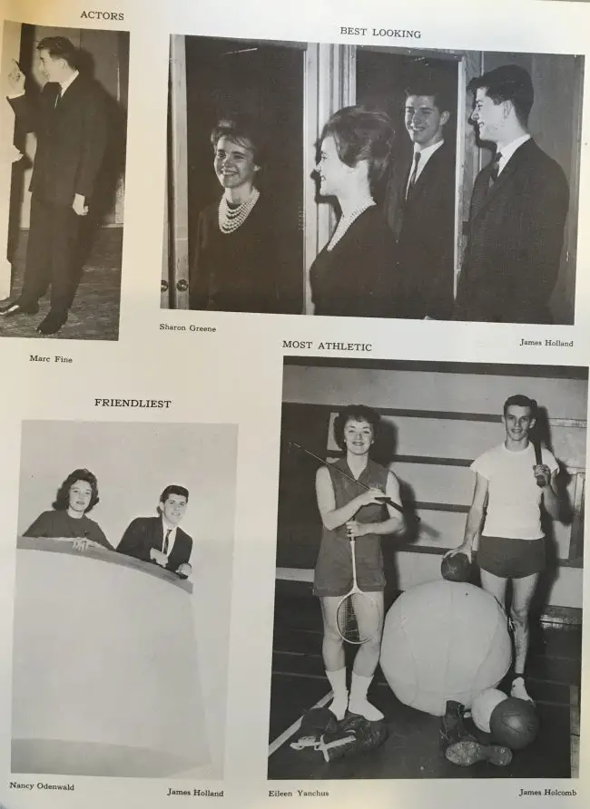 A page from history: Jim Holland, one of the founding members of the first Palm Coast City Council, after whom Holland Park is named, had been voted Best Looking in his 1962 graduating class, where this page appeared. Click on the image for larger view. (© FlaglerLive)