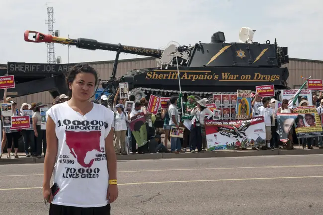A protester of Joe Arpaio's wars. (Caravan 4 Peace)