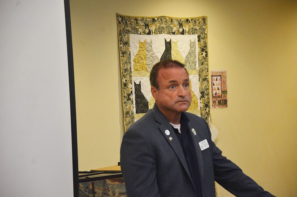 Clounty Commissioner Joe Mullins Tuesday evening at the Humane Society's Town Howl. (© FlaglerLive)