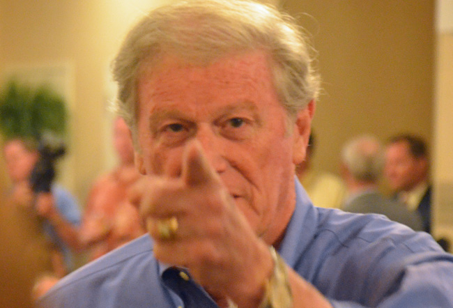 John Thrasher was not a happy camper Monday at FSU. (© FlaglerLive)