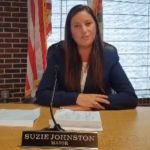 Flagler Beach Mayor Suzie Johnston in her two-minute video statement. (© FlaglerLive via Facebook)
