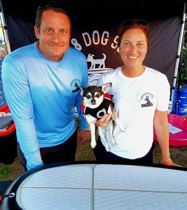 Hang 8 Dog Surfing Competition organizers Eric Cooley and Suzie Johnston. (Hang 8)