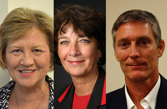 Flagler County Tax Collector Suzanne Johnston, left, County Commissioner Barbara Revels and Property Appraiser James Gardner. (© FlaglerLive)