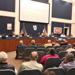 Wednesday's joint meeting of local governments on a proposed beach-management plan included representatives of Flagler County, Palm Coast, Flagler Beach, Bunnell, Beverly Beach, and by phone, Marineland. (© FlaglerLive)