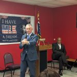 David Jolly (with the Rev. R.B. Holmes Jr. on the right) at the Bethel Family Life Center in Tallahassee on Feb.9, 2026. (Photo by Mitch Perry/Florida Phoenix)