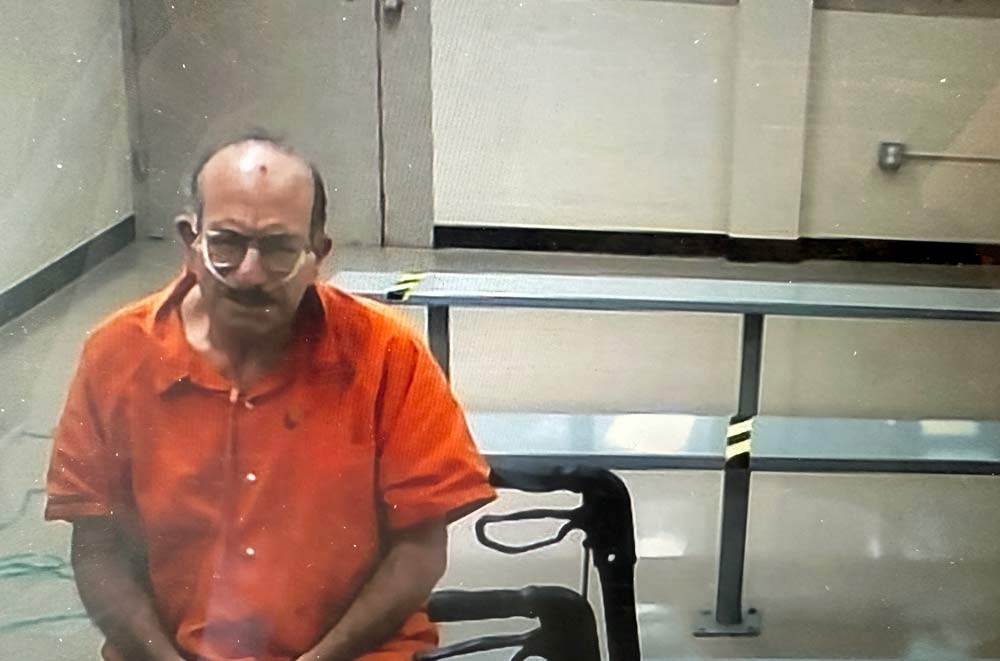 Joseph Siano, on oxygen, appearing for his bond hearing today by zoom from the Flagler County jail. (© FlaglerLive via zoom)