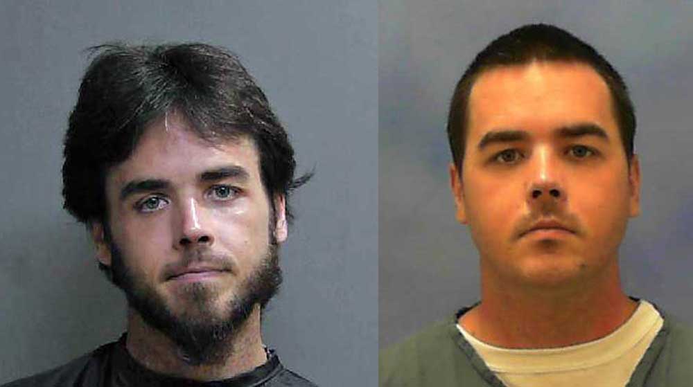 Joseph Westervelt in his latest booking photo at the Flagler County jail, left, and in his state prison photo. He has served three state prison terms to date. He is 28. 
