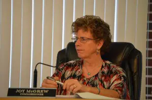 Flagler Beach City Commissioner Joy McGrew is not impressed by silt. (© FlaglerLive)
