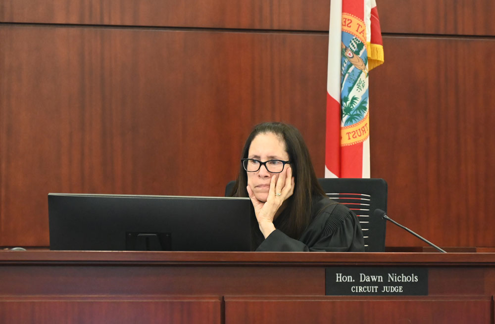 Circuit Judge Dawn Nichols is presiding over the trial. (© FlaglerLive)