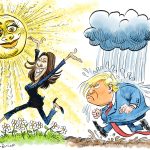 Kamala Harris - Joy Sunshine Flowers and Rain by Daryl Cagle, CagleCartoons.com