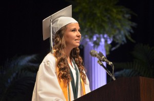 Katie Young delivered the Commencement Address. Click on the image for larger view. (© FlaglerLive)