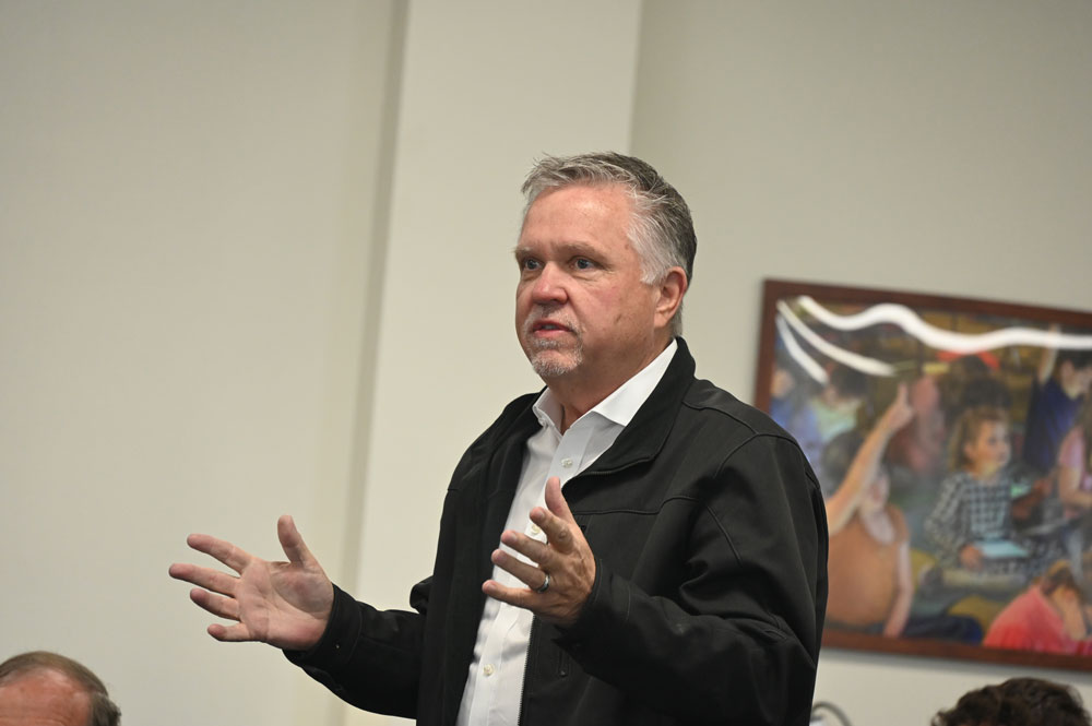 Ken Belshe addressing the negotiators. (© FlaglerLive)