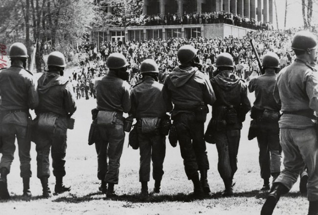 Campus scene, Kent State University, May 4, 1970. Records of U.S. Attorneys and Marshals, National Archives.