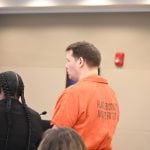 Kevin Cichowski at a 2024 bond hearing, when he was facing previous domestic battery charges. A jury eventually found him not guilty. (© FlaglerLive)