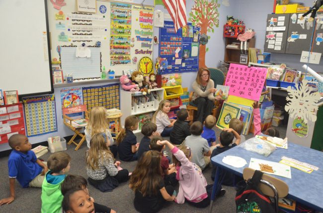 Conklin in her element at Belle Terre Elementary School. (© FlaglerLive)