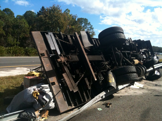 Terry Kilkoyne's salvage truck was a 1988 Chevy flatbed. (© FlaglerLive)