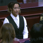 K’imani Gerven-McCoy in the first of two performances of the National Anthem at the Florida Legislature Tuesday, as she stood next to a color guard from the Palm Coast Fire Department. Gerven-McCoy and the color guard were guests of Paul Renner, the House Speaker who also represents Flagler County. (Florida Channel)