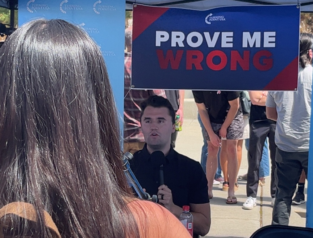 Controversialist Charlie Kirk at an event in April 2024. (Wikimedia Commons)