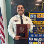 Osvaldo “Ozzy” Sene receiving the 2025 Firefighter of the Year award. (Palm Coast)