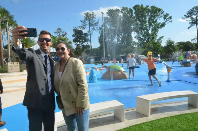 Palm Coast Mayor Milissa Holland and Council member Nick Klufas at today's opening. (© FlaglerLive)