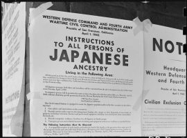 San Francisco, California. Exclusion Order posted at First and Front Streets directing removal of persons of Japanese ancestry from the first San Francisco section to be effected by the evacuation. (National Archives)