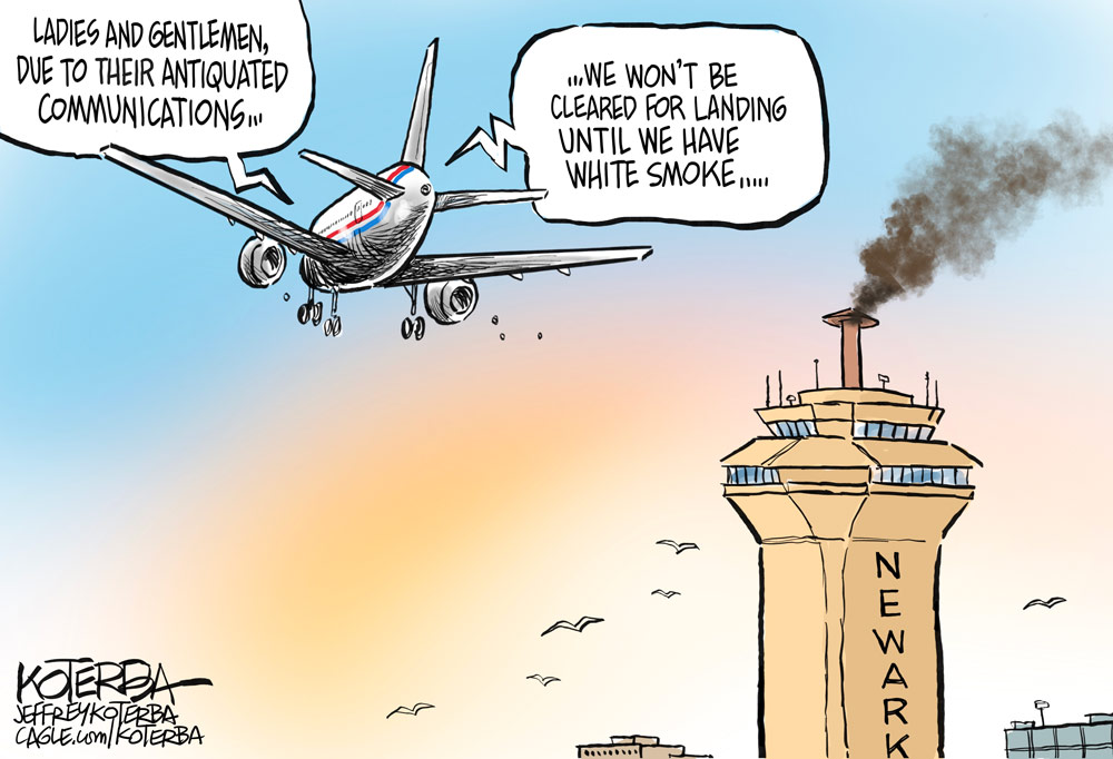 Waiting to land in Newark by Jeff Koterba, patreon.com/jeffreykoterba