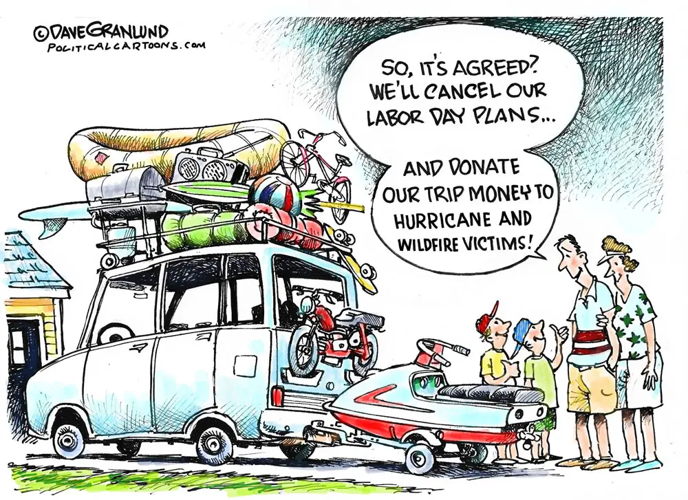 Labor Day and disaster donations by Dave Granlund, PoliticalCartoons.com