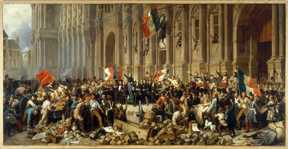 Lamartine devant l’Hôtel de Ville de Paris le 25 février 1848 refuse le drapeau rouge