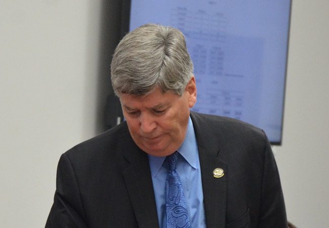 City Manager Jim Landon's attempt to maneuver his way to a two-year 'succession' plan has failed as the Palm Coast City Council now will decide how, not whether, to end his tenure. (© FlaglerLive)