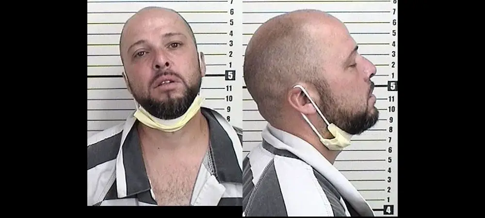 Chad Langlois in his booking photo at the Camden County jail in Georgia. 