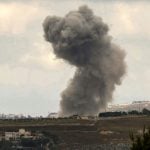 Smoke rises from Israeli bombardment near the village of Kfar Tibnit in southern Lebanon on June 14, 2026.