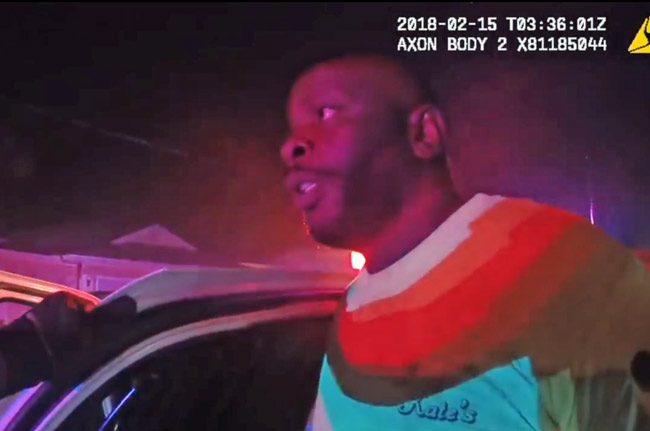 Leslie Pitter the night of his arrest in February, as captured by a sheriff's body camera. (© FlaglerLive)