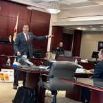The better prosecutors pack lethal arguments, not guns. Above, Assistant State Attorney Jason Lewis, left, and Assistant State Attorney Mark Johnson during a February trial at the Flagler County courthouse before Circuit Judge Dawn Nichols. (© FlaglerLive)