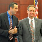 Assistant State Attorneys Jason Lewis, left, and Mark Johnson had a good day Monday. (© FlaglerLive)
