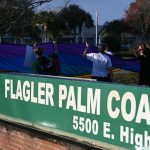 A demonstration on behalf of LGBTQ students and rights outside Flagler Palm Coast High School last March. (© FlaglerLive)