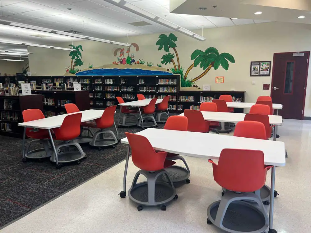 Another part of the Rymfire Elementary Media Center. (© FlaglerLive)