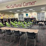 A section of the media center at Rymfire Elementary, which SchoolBoard member Sally Hunt thinks is "huge" and could be used for other purposes. But it already is. No students appear in the picture for student privacy. (© FlaglerLive)