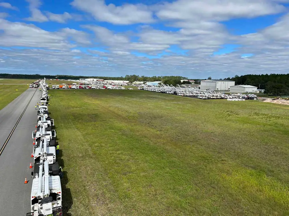 Lines and lines of linemen at Flagler County airport. (Flagler County)