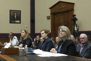 Liz Magill, former president of the University of Pennsylvania, center left, is seen with other university presidents during a House Education and Workforce Committee hearing in December 2023.