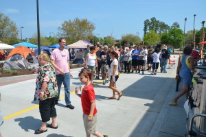 Lining up for lunch. Click on the image for larger view. (© FlaglerLive)