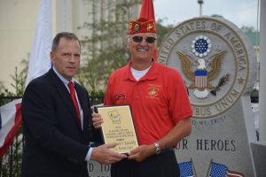 David Lydon, left, and Joe Kowalsky, the 2018 Veteran of the Year. (© FlaglerLive)