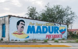 A Meduro campaign billboard. An operation ordered by Donald Trump resulted in his kidnapping from Caracas and apparent detention on American soil. (Wikimedia Commons)