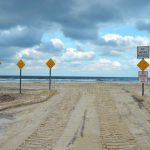 The access road to Malacompra beach in 2017, shortly before Hurricane Irma, when county public works had dumped a protective berm against the ocean's expected surge. (© FlaglerLive)