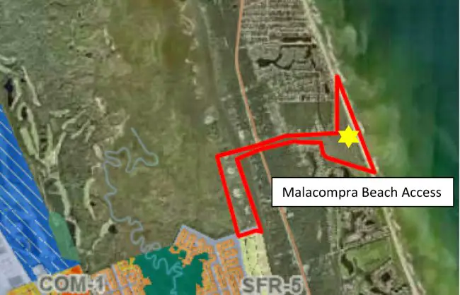 The anvil-like shape of the proposed annexation from Palm Coast's C Section onto Malacompra beach. (Palm Coast)