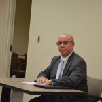 Jim Manfre during his interview with the Seventh Judicial Circuit's Judicial Nominating Commission in August 2019, when he was seeking to be county judge. The appointment went to Andrea Totten. (© FlaglerLive)