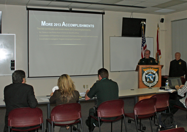 Sheriff Jim Manfre devoted his latest Citizens Advisory Council meeting to a recap of his accomplishments, though few citizens or council members showed up. (FCSO)