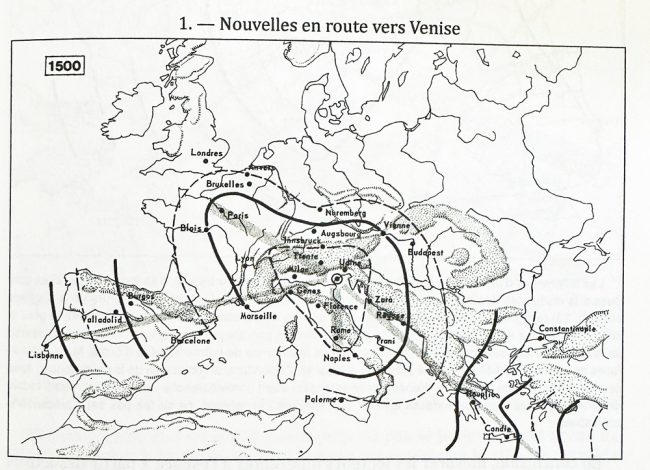 braudel map distances letters 15th century